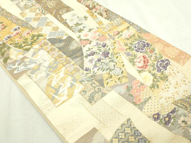 平和屋本店▼六通柄袋帯 加賀琳派 本金箔紹巴 正絹 逸品 DABI1459sf