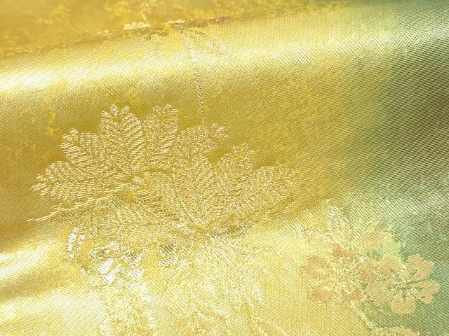 平和屋本店▼六通柄袋帯 色紙草花文 松竹梅 本金二重箔 正絹 逸品 DABI1464sf
