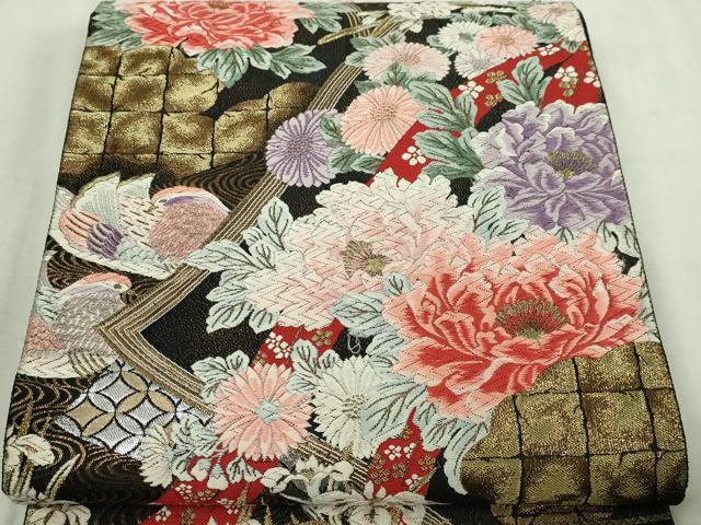 平和屋本店▼六通柄袋帯 唐織 九百錦 稚美 本金箔みやび 正絹 逸品 DABI1466sf