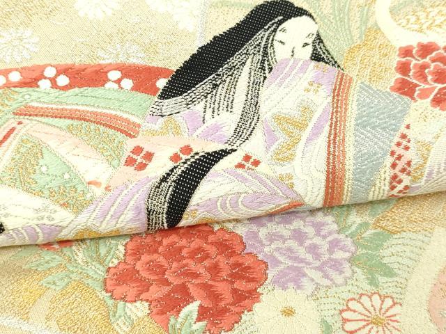 平和屋本店▼六通柄袋帯 唐織 九百錦 平安朝絵巻 純金箔24K 正絹 逸品 DABI1476sf