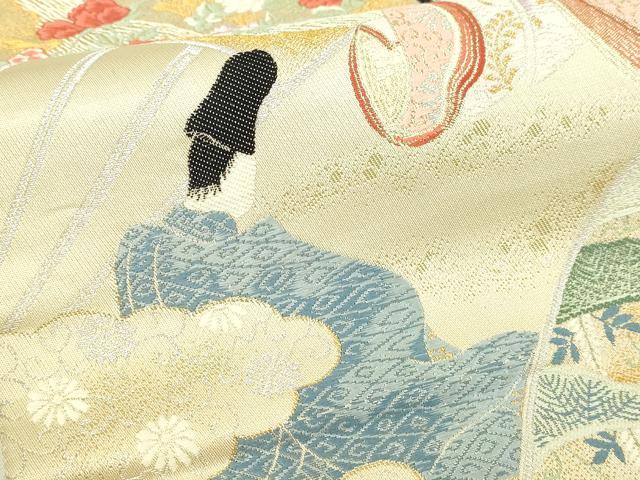 平和屋本店▼六通柄袋帯 唐織 九百錦 平安朝絵巻 純金箔24K 正絹 逸品 DABI1476sf
