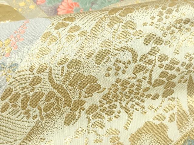 平和屋本店▼六通柄袋帯 唐織 色紙花文 九百本金箔 正絹 逸品 DABI1477sf