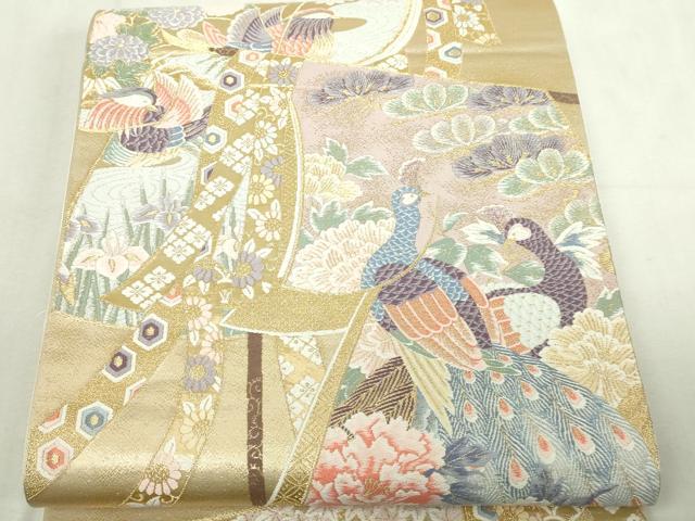 平和屋本店▼六通柄袋帯 唐織 九百錦 衣祈花鳥文 24k本金箔 正絹 逸品 DABI1484sf