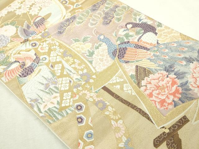 平和屋本店▼六通柄袋帯 唐織 九百錦 衣祈花鳥文 24k本金箔 正絹 逸品 DABI1484sf
