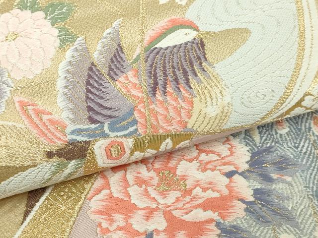 平和屋本店▼六通柄袋帯 唐織 九百錦 衣祈花鳥文 24k本金箔 正絹 逸品 DABI1484sf