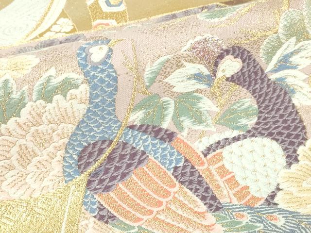 平和屋本店▼六通柄袋帯 唐織 九百錦 衣祈花鳥文 24k本金箔 正絹 逸品 DABI1484sf