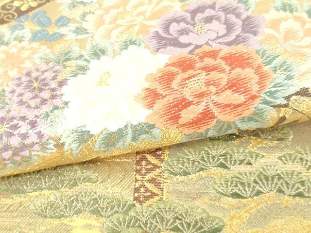 平和屋本店▼六通柄袋帯 屏風花車文 本金箔 正絹 逸品 DABI1488sf