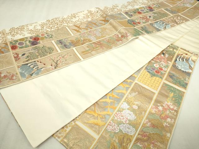 平和屋本店▼六通柄袋帯 唐織 琳派短冊集 本金箔 正絹 逸品 DABI1490sf