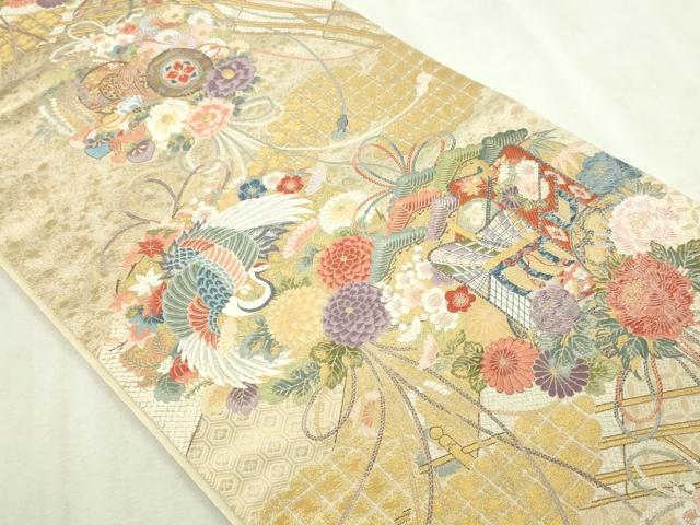平和屋本店▼六通柄袋帯 唐織 絢麗吉日 本金箔 正絹 逸品 DABI1504sf