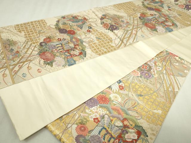 平和屋本店▼六通柄袋帯 唐織 絢麗吉日 本金箔 正絹 逸品 DABI1504sf
