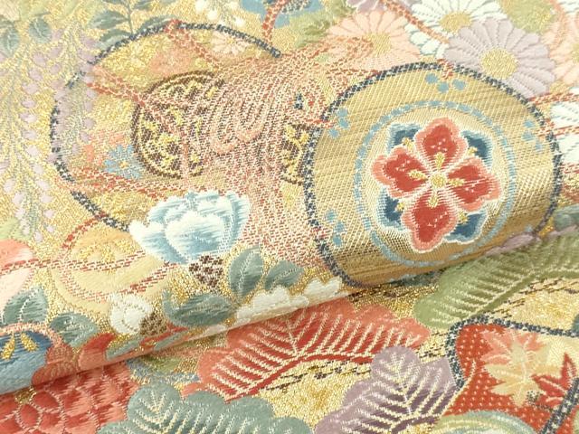 平和屋本店▼六通柄袋帯 唐織 絢麗吉日 本金箔 正絹 逸品 DABI1504sf