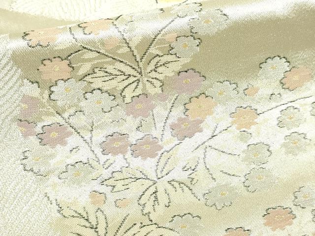 平和屋着物▼六通柄袋帯 明綴更紗金繍 孔雀花文 正絹 逸品 DABI1509sf