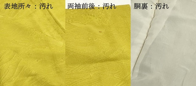 平和屋着物■上質な色無地 破れ色紙花地紋 鶸色 正絹 逸品 DABI1523qa
