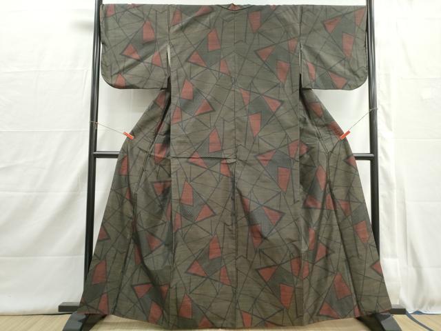 平和屋着物■本場大島紬 幾何学文 正絹 逸品 DABI1525qa