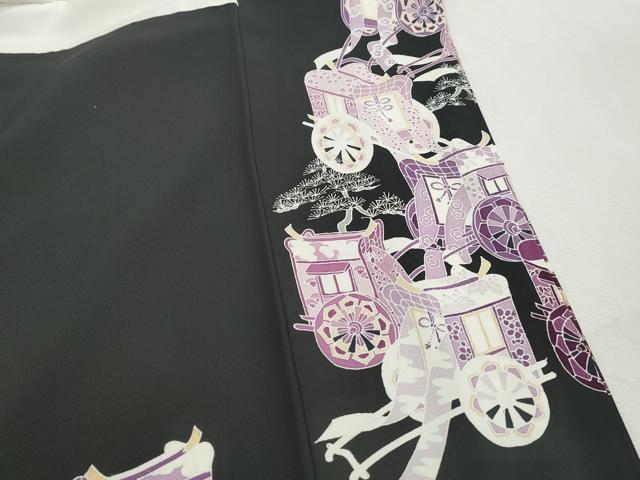 平和屋着物■豪華黒留袖 作家物 駒刺繍 人物御所車文 金彩 正絹 逸品 DABI1536qa