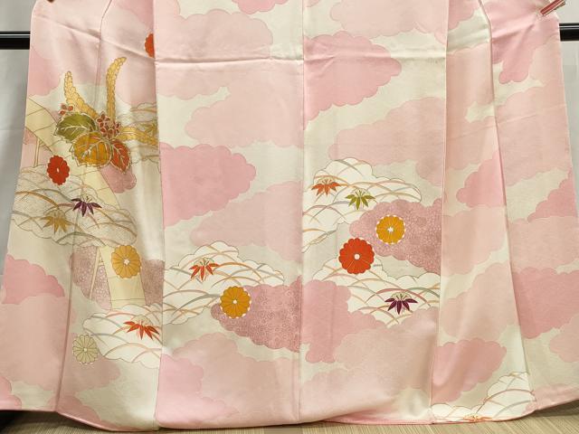 平和屋着物■訪問着 駒刺繍 雲取り桐花文 金彩 正絹 逸品 DABI1565qa