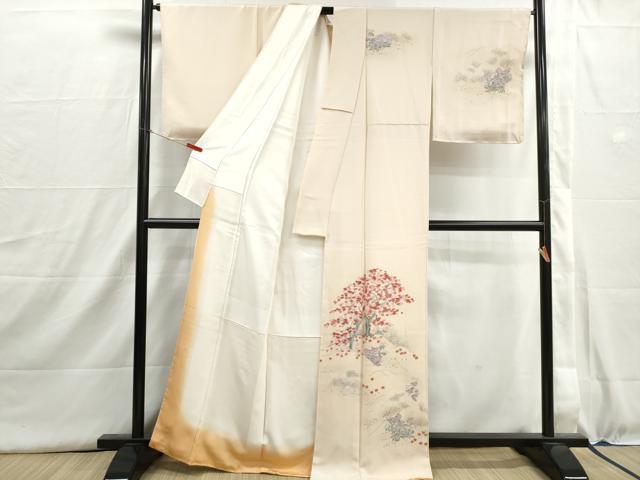 平和屋着物■訪問着 手描き 楓文 暈し染め 正絹 逸品 DABI1572qa