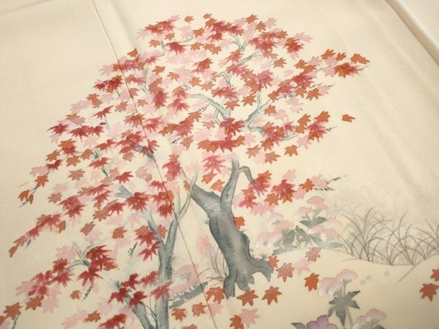 平和屋着物■訪問着 手描き 楓文 暈し染め 正絹 逸品 DABI1572qa