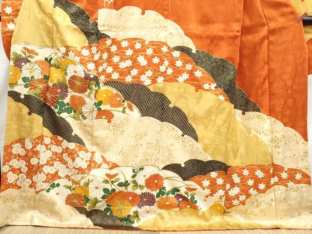 平和屋着物■豪華振袖 駒刺繍 雪芝花文 金彩 正絹 逸品 DABI1586qa