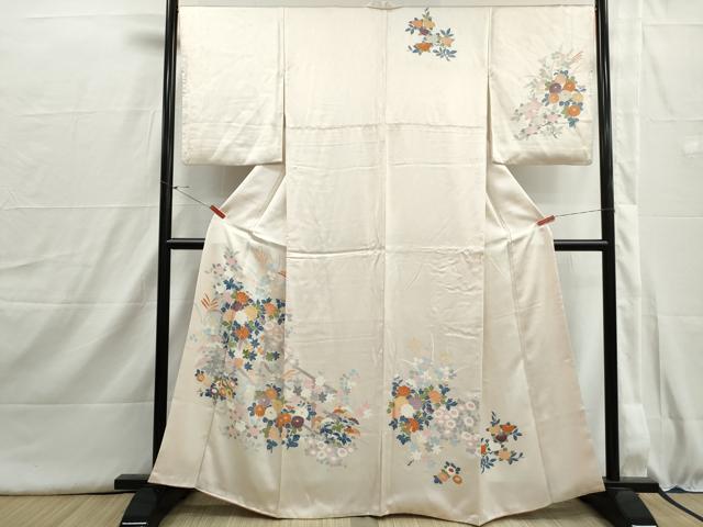 平和屋着物■訪問着 駒刺繍 草花文 金糸 正絹 逸品 DABI1592qa
