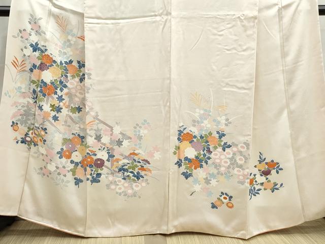 平和屋着物■訪問着 駒刺繍 草花文 金糸 正絹 逸品 DABI1592qa