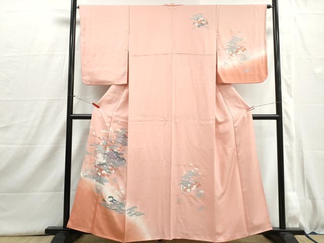 平和屋着物■訪問着 風景地紋 松竹梅 暈し染め 金彩 正絹 逸品 DABI1596qa