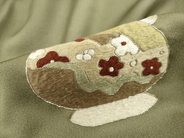 平和屋着物■訪問着 総刺繍 駒刺繍 陶器花文 暈し染め 正絹 逸品 DABI1604qa