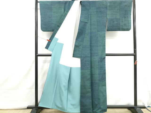 平和屋着物■上質な紬 格子文 正絹 逸品 DABI1606qa