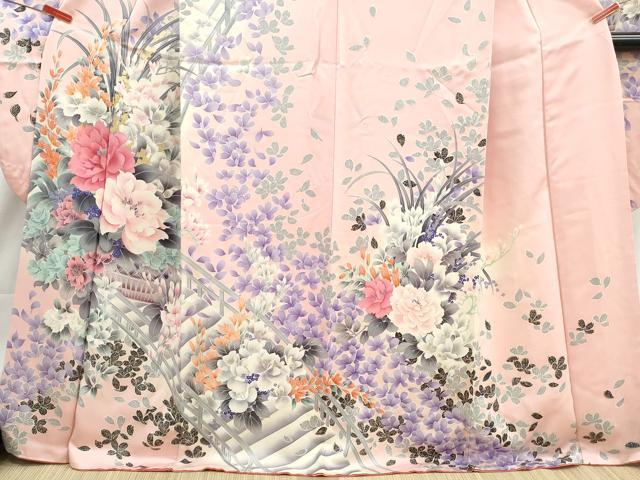 平和屋着物■豪華振袖 駒刺繍 渡橋花文 牡丹 暈し染め 正絹 逸品 DABI1616qa