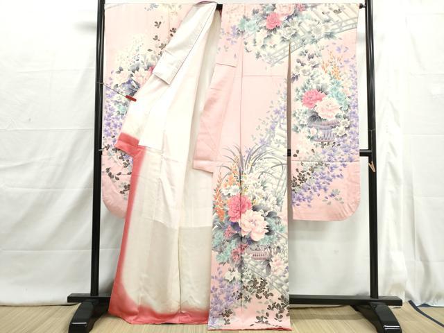 平和屋着物■豪華振袖 駒刺繍 渡橋花文 牡丹 暈し染め 正絹 逸品 DABI1616qa