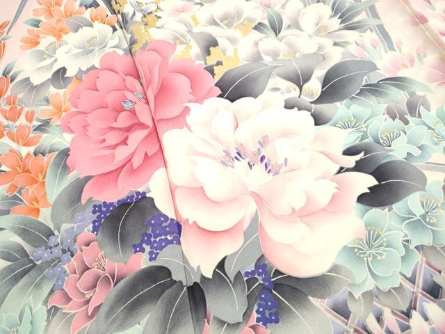 平和屋着物■豪華振袖 駒刺繍 渡橋花文 牡丹 暈し染め 正絹 逸品 DABI1616qa