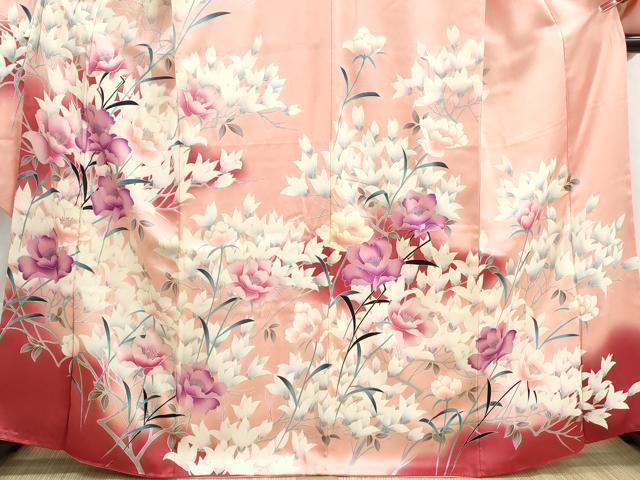 平和屋着物■豪華振袖 枝花牡丹文 暈し染め 銀彩 正絹 逸品 DABI1617qa