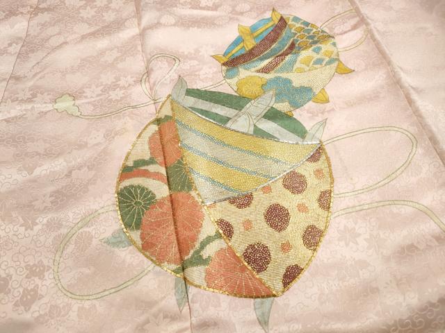 平和屋着物■豪華振袖 駒刺繍 糸車花文 金彩 正絹 逸品 DABI1621qa