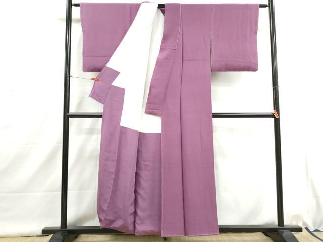平和屋着物■上質な色無地 霞地紋 京紫色 正絹 逸品 DABI1626qa