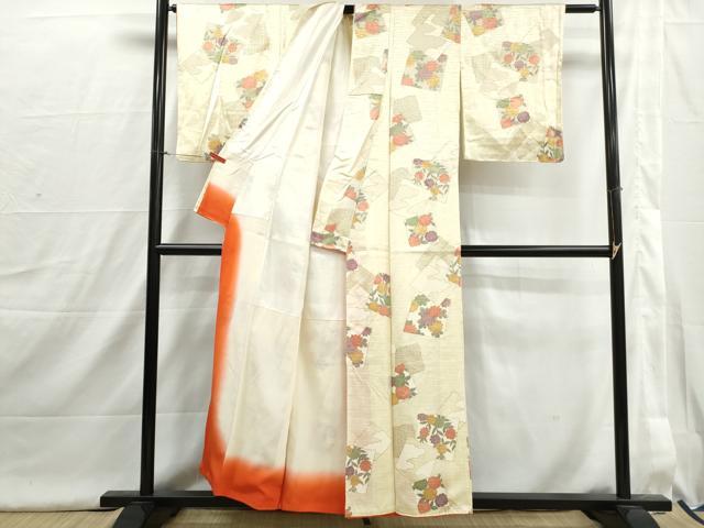 平和屋着物■上質な小紋 重ね色紙花文 金彩 正絹 逸品 DABI1629qa