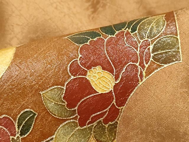 平和屋着物■訪問着 流水地紙椿文 暈し染め 金銀彩 正絹 逸品 DABI1645qa