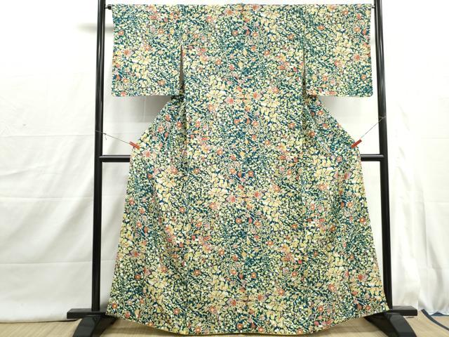 平和屋着物■上質な小紋 枝花尽くし文 正絹 逸品 DABI1646qa