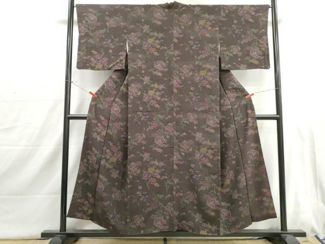 平和屋着物■上質な小紋 草花文 正絹 逸品 DABI1655qa