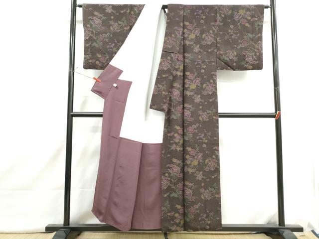 平和屋着物■上質な小紋 草花文 正絹 逸品 DABI1655qa