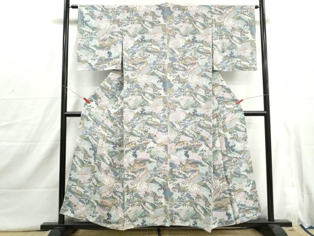 平和屋着物■上質な小紋 色紙人物風景文 胴抜き仕立て 正絹 逸品 DABI1682qa