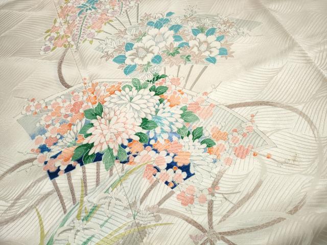 平和屋着物■訪問着 扇面花文 暈し染め 正絹 逸品 DABI1687qa