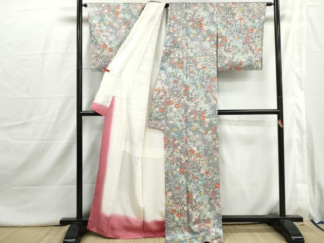 平和屋着物■上質な小紋 絞り 舞桜文 暈し染め 金彩 正絹 逸品 DABI1689qa