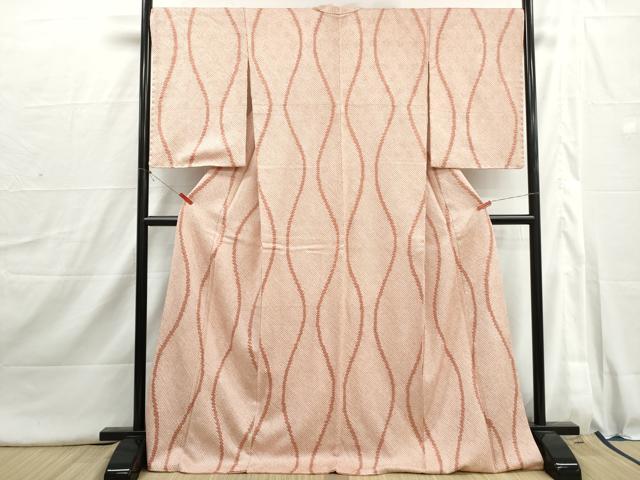 平和屋着物■上質な小紋 総絞り 立涌文 ロング丈 正絹 逸品 DABI1707qa