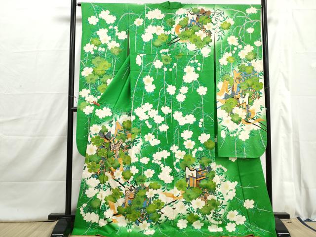 平和屋着物■豪華振袖 駒刺繍 御所車枝花文 暈し染め 金彩 正絹 逸品 DABI1709qa