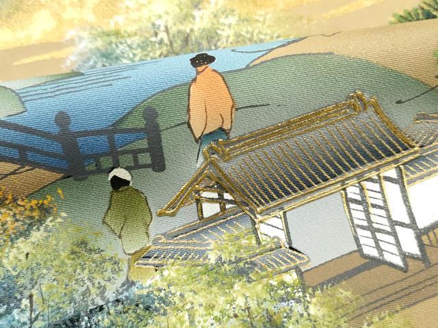 平和屋着物■豪華黒留袖 作家物 人物風景文 清水寺 暈し染め 金彩 正絹 逸品 DABI1711qa