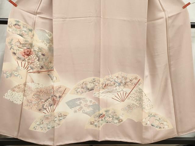 平和屋着物■豪華色留袖 駒刺繍 扇面花鳥文 牡丹 暈し染め 金彩 正絹 逸品 DABI1717qa