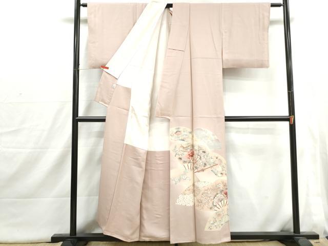 平和屋着物■豪華色留袖 駒刺繍 扇面花鳥文 牡丹 暈し染め 金彩 正絹 逸品 DABI1717qa