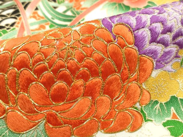 平和屋着物■豪華振袖 駒刺繍 花尽くし 乱菊 金彩 正絹 逸品 DABI1719qa