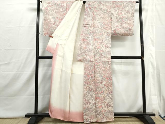 平和屋着物■上質な小紋 風景草花文 正絹 逸品 DABI1723qa