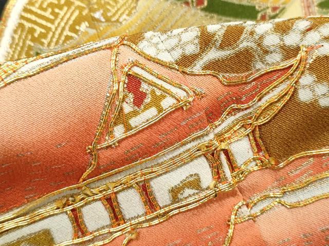 平和屋着物■豪華黒留袖 駒刺繍 風景枝松文 金彩 正絹 逸品 DABI1726qa